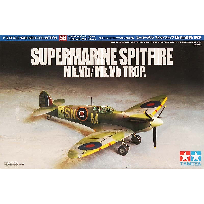 Model Kit Spitfire - Tamiya Plastic Assembly Military Model 1/72