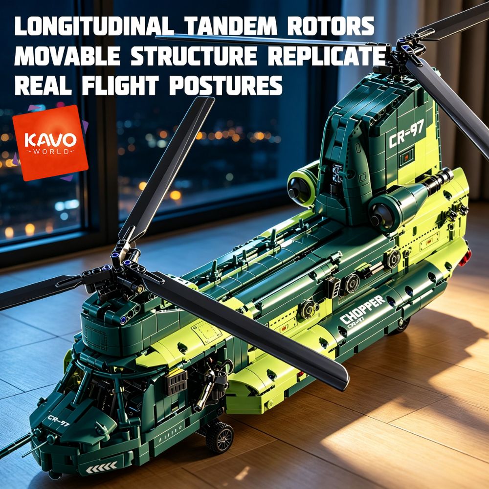Model Kit Levels - KAVOWORLD 1826pcs 32inch Heavy Transport Helicopter